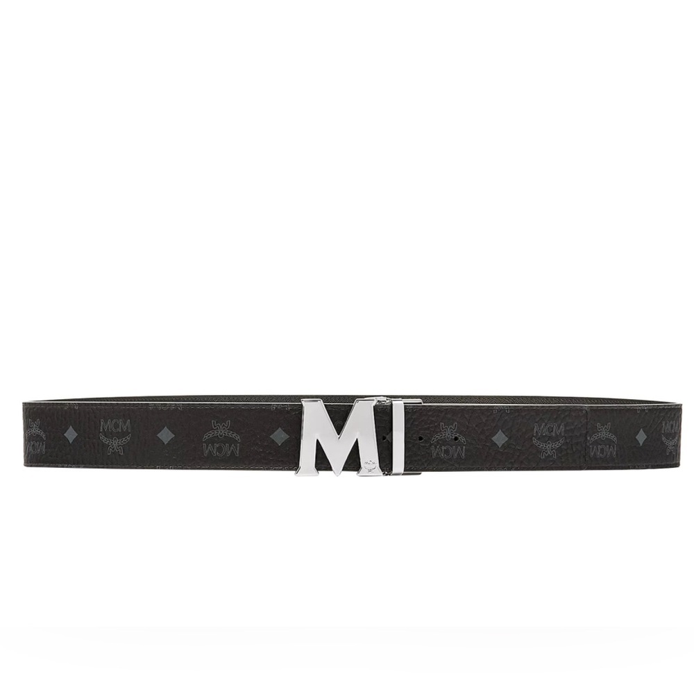 MCM Men's Claus Reversible Leather Belt Black & Silver AUTHENTIC - Picture 7 of 9